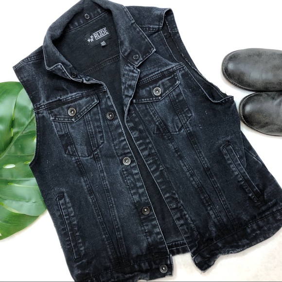 RUDE Other - Rude Jean Vest Faded black grey size small/medium